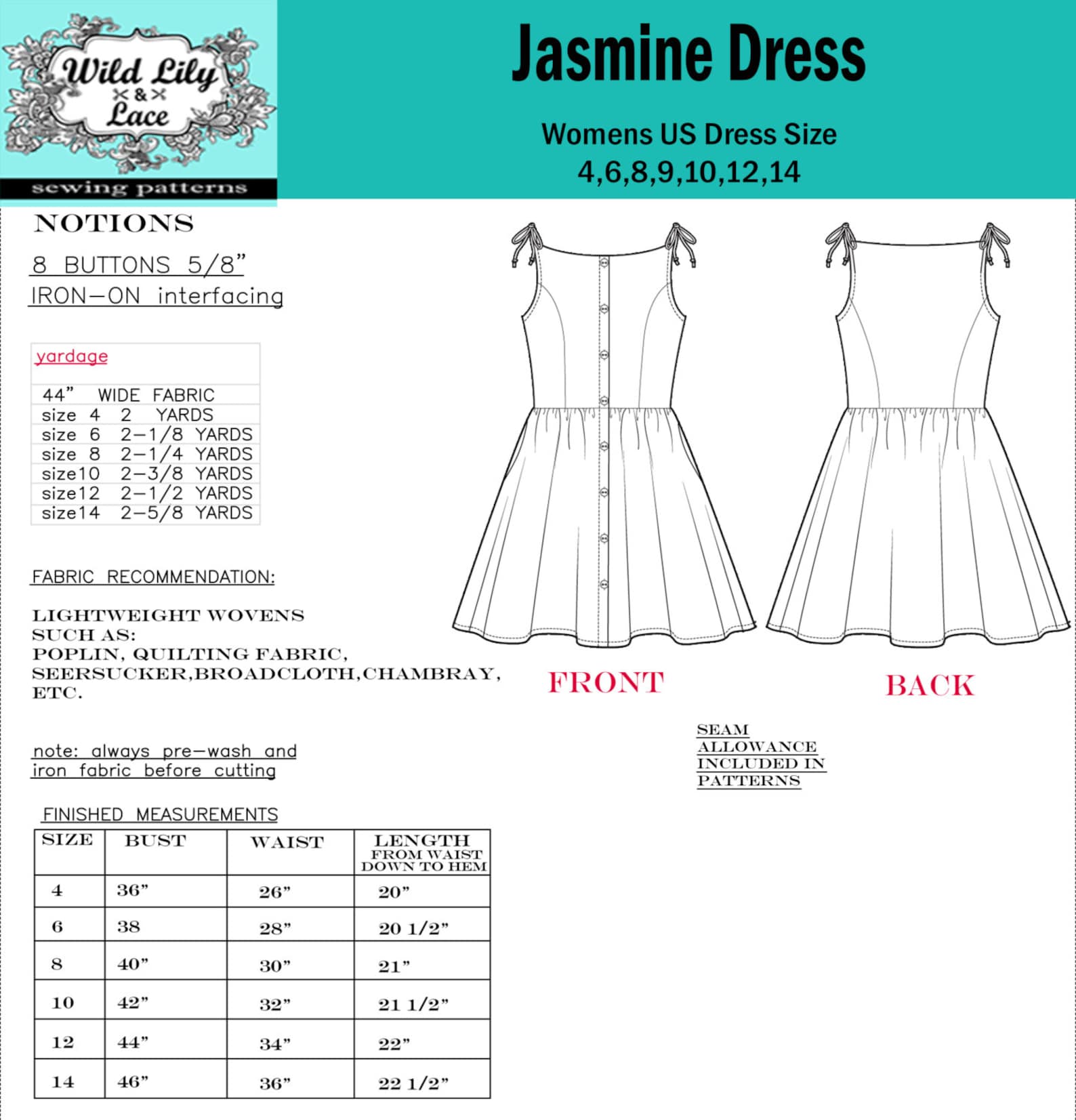 DRESS PATTERN Simple Sewing Button Front Dress Etsy