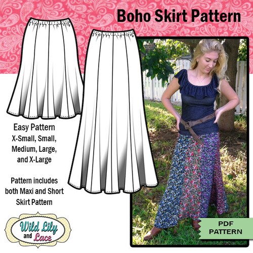 PDF SKIRT PATTERN Easy Sewing Pattern Maxi Skirt Pattern - Etsy