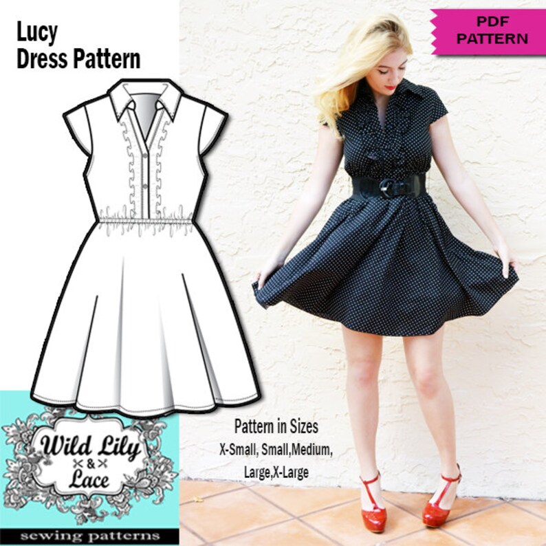 RETRO DRESS PATTERN Retro Dress sewing Pdf Pattern Pdf Etsy