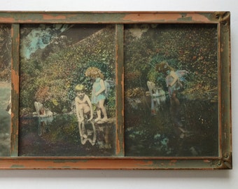 1920s Framed Tinted Photo Wall Hanging