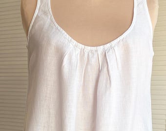 Vintage White Linen Sleeveless Dress