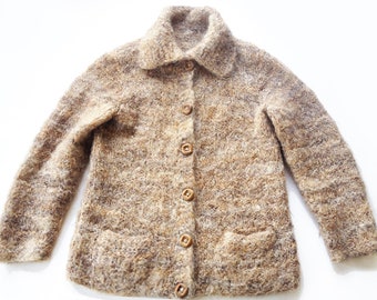 Cárdigan de mohair tejido a mano Oatmeal Heather