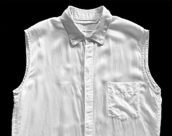 1980er Jahre Comme de Garcons Robe de Chambre weißes ärmelloses Top