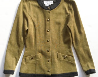 Vintage 1980s Olive Wool Doubleknit Jacket Adrienne Vittadini