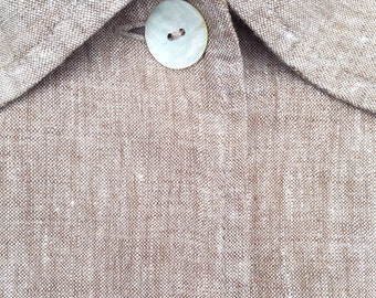 veste en lin marron vintage minimaliste