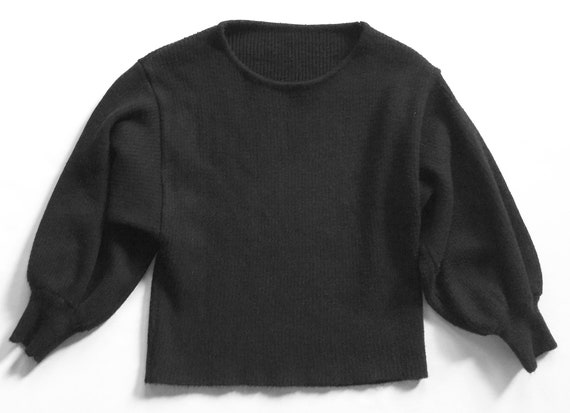 1980s Black Rib Dolman Sleeve Sweater