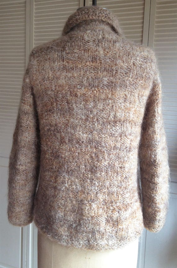 Hand Knitted Mohair Cardigan Oatmeal Heather - image 4