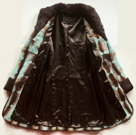 Aqua and Brown Rabbit Fur Coat - image 3