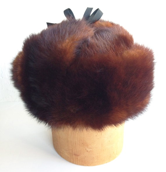 Vintage 1940s Womens Mink Ushanka Earflap Hat