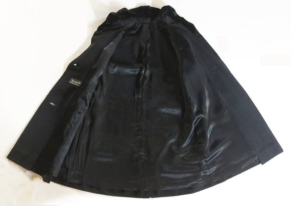 Vintage 1950s Navy Silk Faille Flared Coat Velvet… - image 5