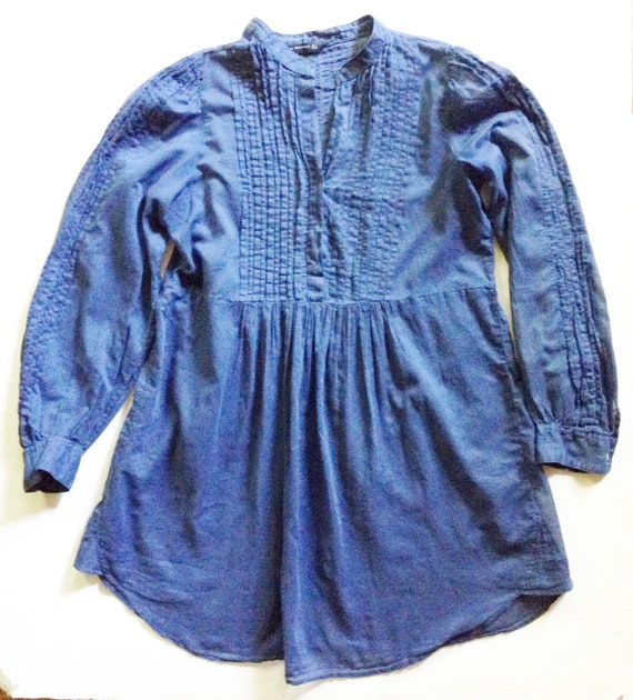 Cornflower Blue Cotton Lawn Pleated Shirt Tunic - image 4