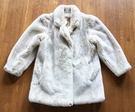1960s Silver Mink Faux Fur Jacket Full Sleeves Flo