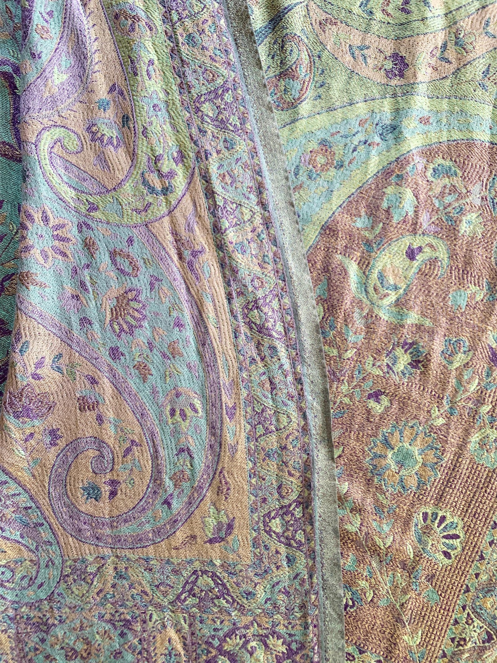 Symmetrical Paisleys on Crest Pashmina - Purple Turquoise PA042-002 (Pack of 12)