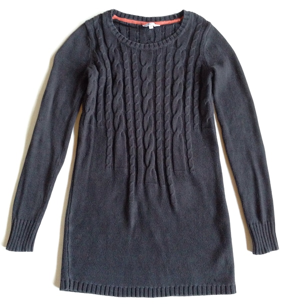 Black Cotton Engineered Cable Sweater Dress France