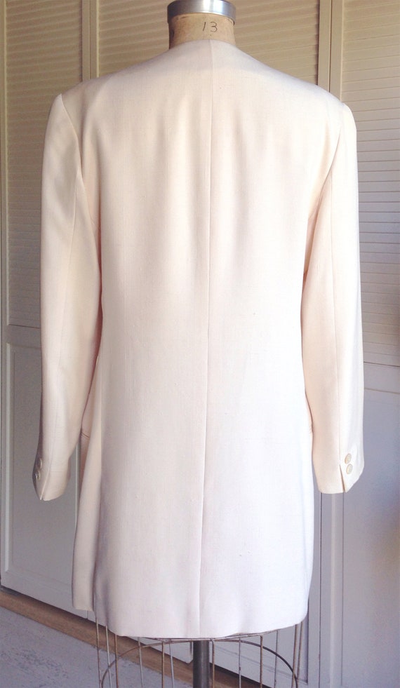 1980s Calvin Klein Sand Silk Shantung Jacket Mini… - image 4