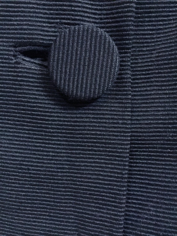 Vintage 1950s Navy Silk Faille Flared Coat Velvet… - image 7