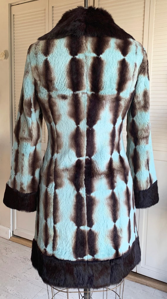 Aqua and Brown Rabbit Fur Coat - image 6