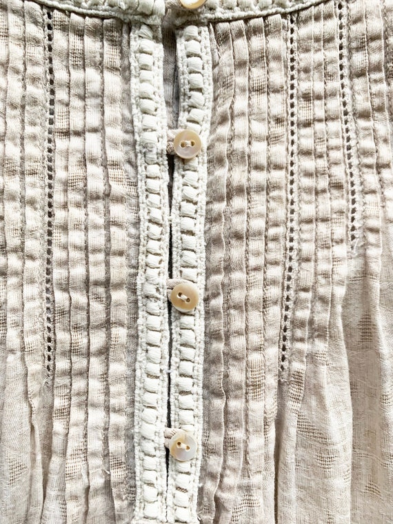 Natural Cotton Dobby Dress with Pintuck and Faggo… - image 1