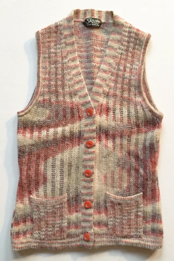 Vintage Coral Variegated Wool Ribbed Vest