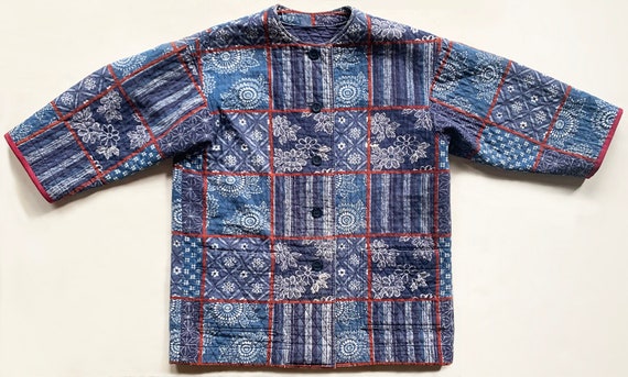 Vintage Quilted Indigo Print Jacket Japan - image 1