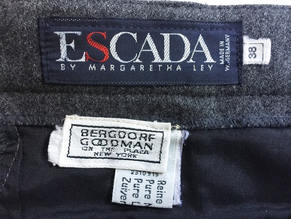 1980’s Escada Grey Wide Leg Wool Trousers - image 9