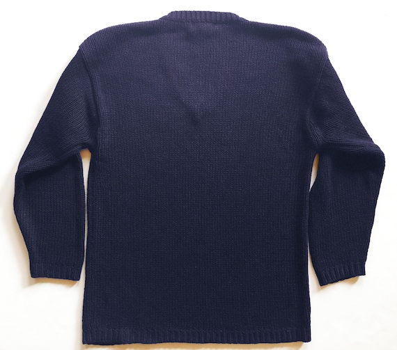Vintage 1980s Silk Chunky Knit Indigo V Neck Sweater - Etsy