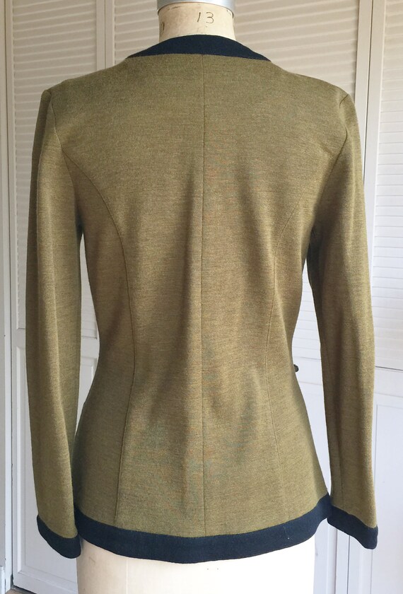 Vintage 1980s Olive Wool Doubleknit Jacket Adrien… - image 4