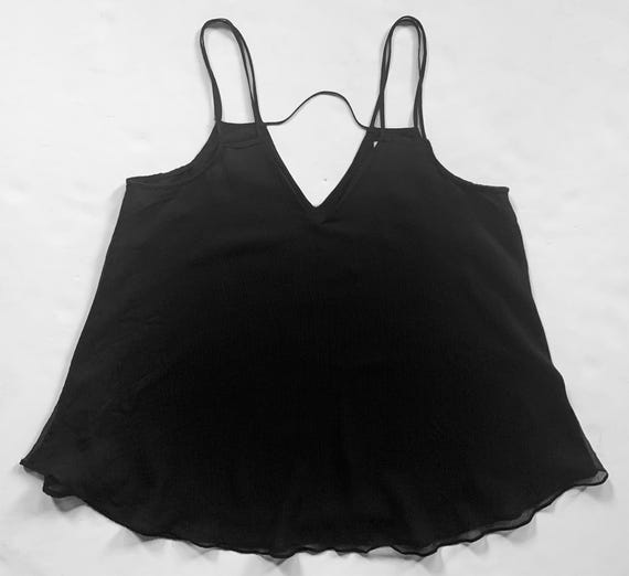 Black Silk Crepe Chiffon Camisole Top - image 2