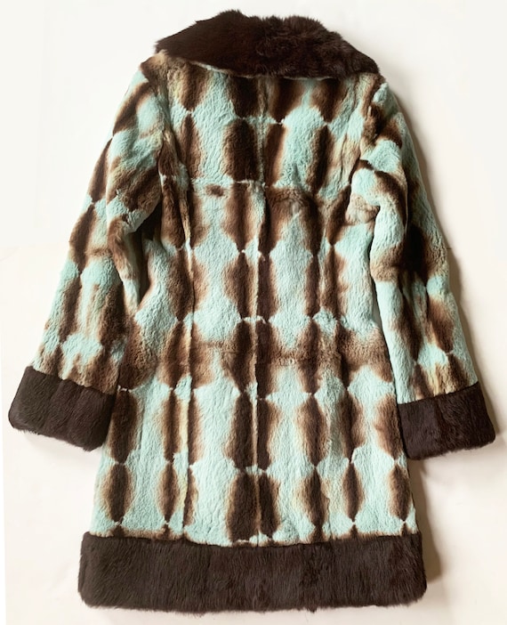 Aqua and Brown Rabbit Fur Coat - image 2