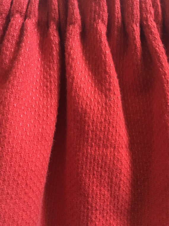 Vintage 1960s Red Textured Cotton Full Skirt Whit… - image 5