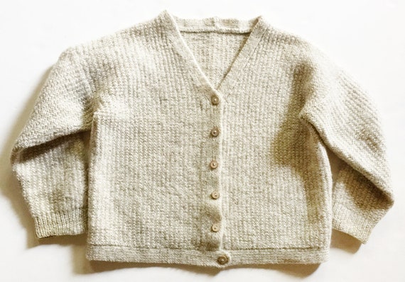 Beige Thick Wool Textured Chunky Knit Cardigan