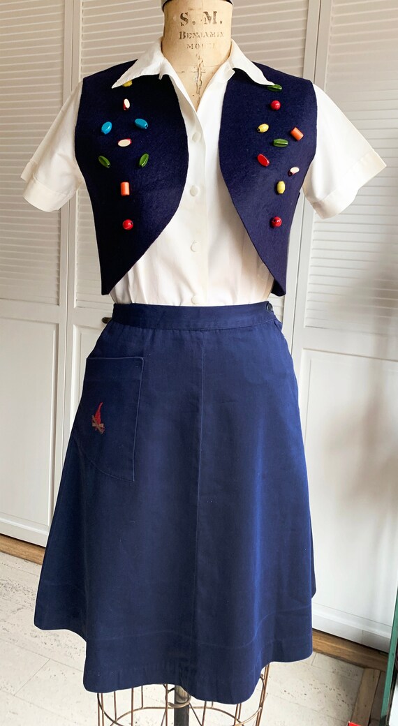 1960s Campfire Girl Outfit Vest Blouse Skirt Rare