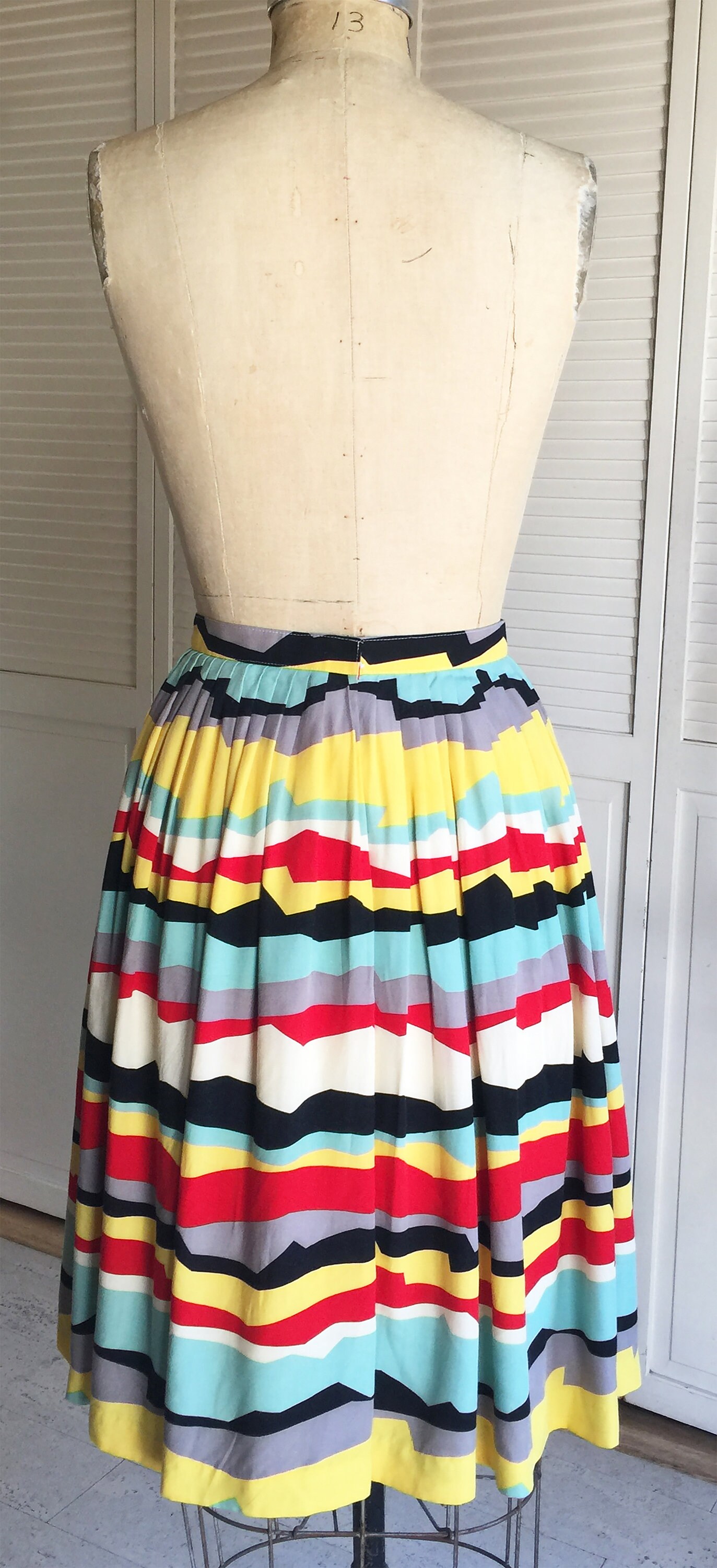 Small 1980s Horizontal Stripe Skirt Set Jewel Tone Suit Narrow Wale Corduroy Separates Outfit main image 0