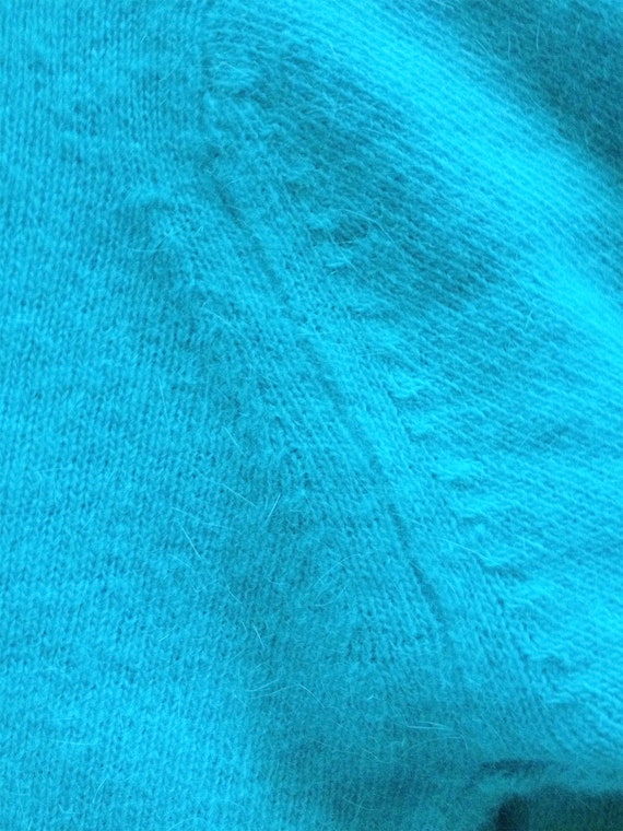 Aqua Angora and Wool Crewneck Sweater - image 5