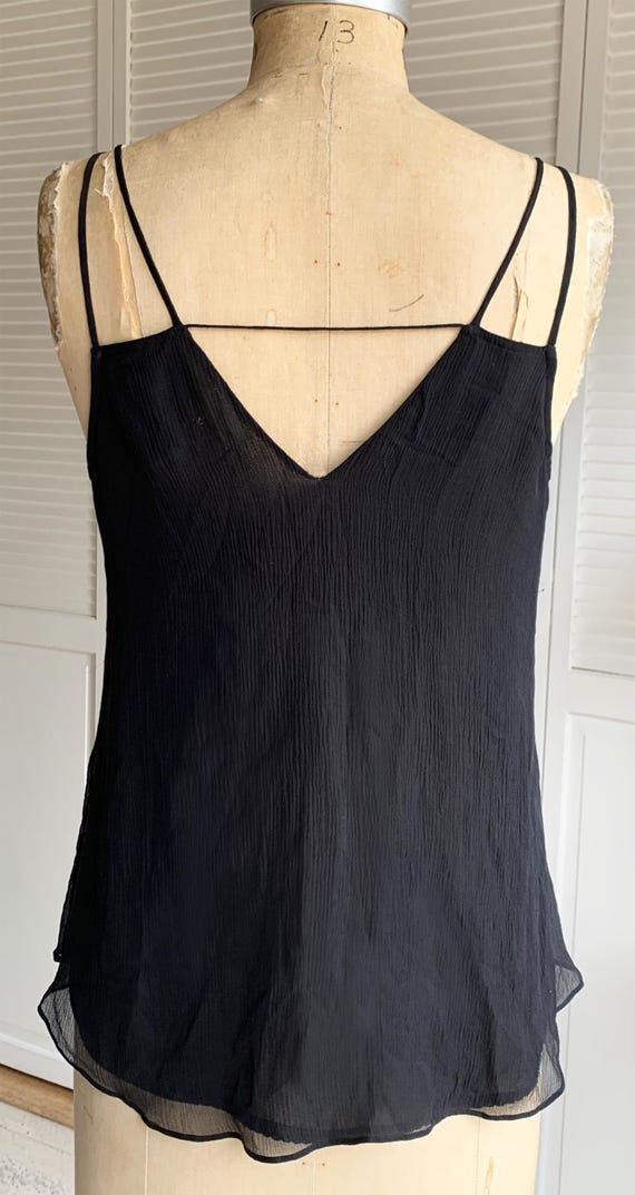 Black Silk Crepe Chiffon Camisole Top - image 4
