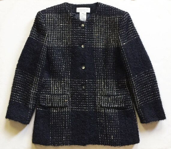 1980s Black Rustic Plaid Mohair Blend Jacket - image 3