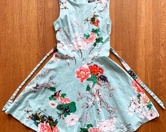 Green Floral Sleeveless Dress