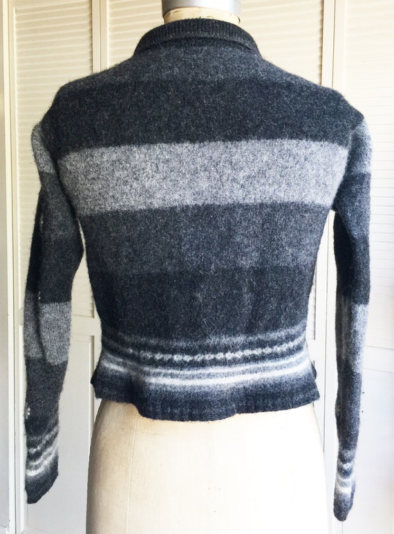 Vintage Shades of Grey Shetland Wool Zip Cropped … - image 4