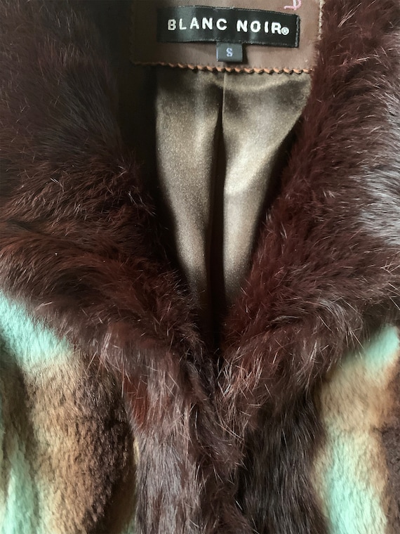 Aqua and Brown Rabbit Fur Coat - image 9