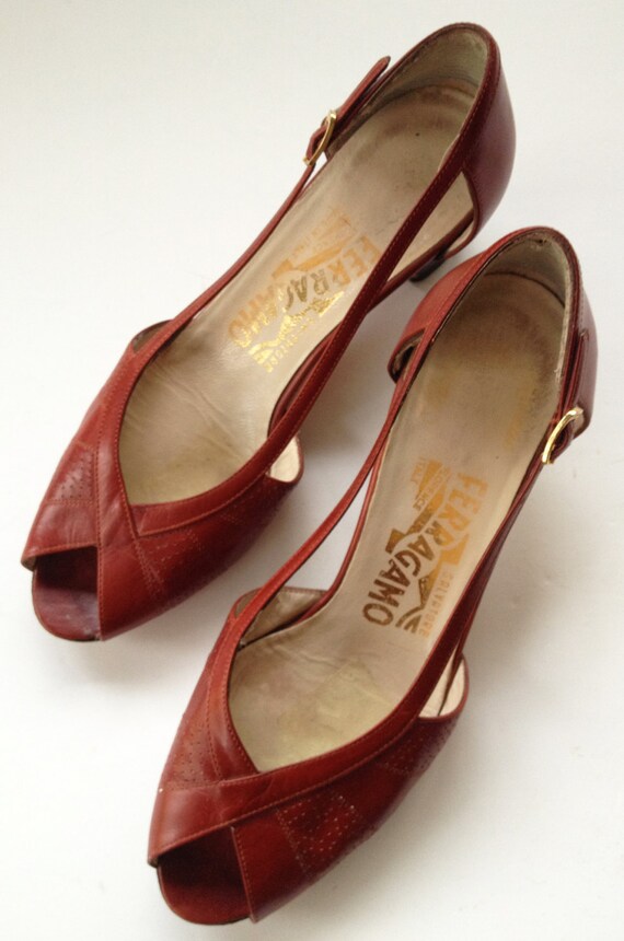 1970s Ferragamo Pumps Oxblood 6 1/2B