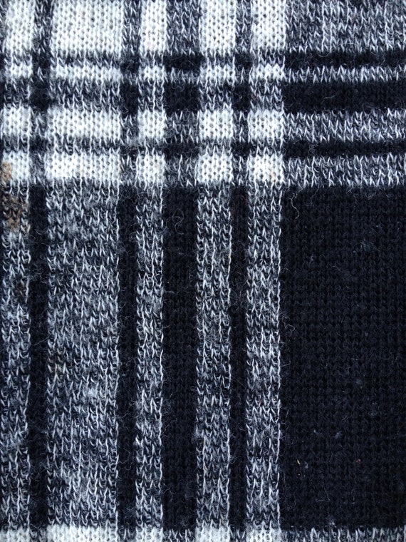 1980s Pendleton Black and White Wool Plaid Sweater - image 4