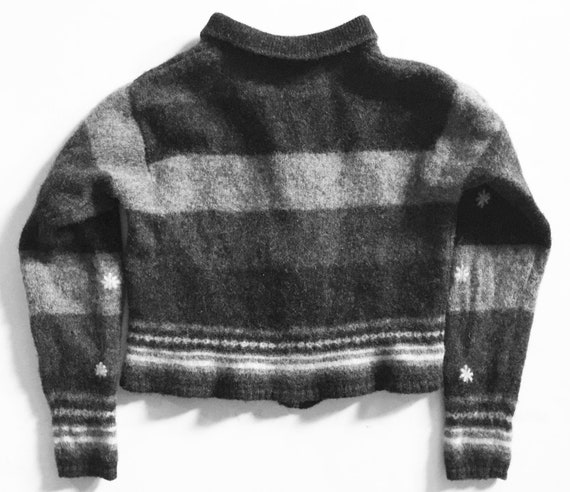 Vintage Shades of Grey Shetland Wool Zip Cropped … - image 2