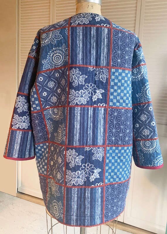 Vintage Quilted Indigo Print Jacket Japan - image 5