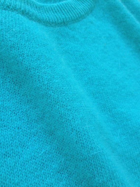 Aqua Angora and Wool Crewneck Sweater - image 4