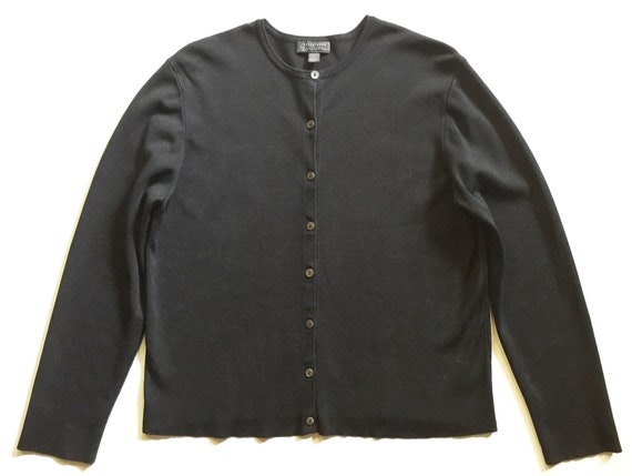 Vintage Black Silk Knit Cardigan Minimalist