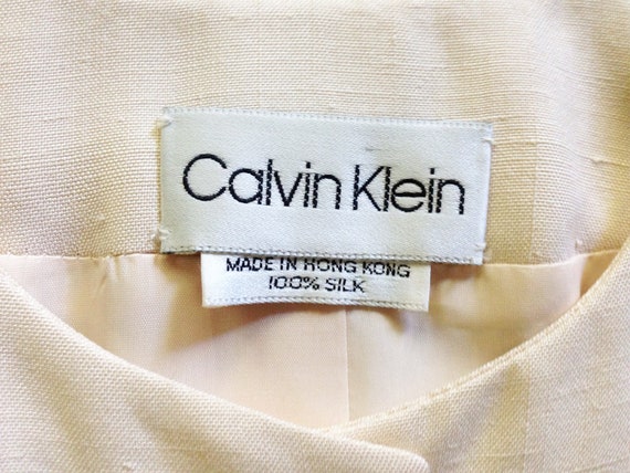 1980s Calvin Klein Sand Silk Shantung Jacket Mini… - image 8