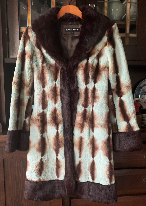 Aqua and Brown Rabbit Fur Coat - image 4
