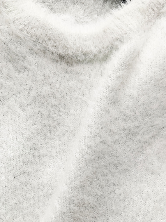 Fuzzy Fluffy White LS Knit Top