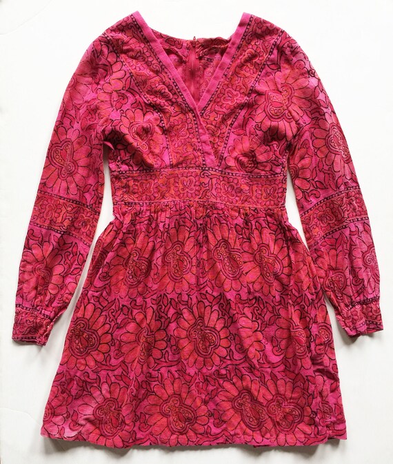 1960s Salmon Pink Floral Cotton Gauze Indian Bedsp