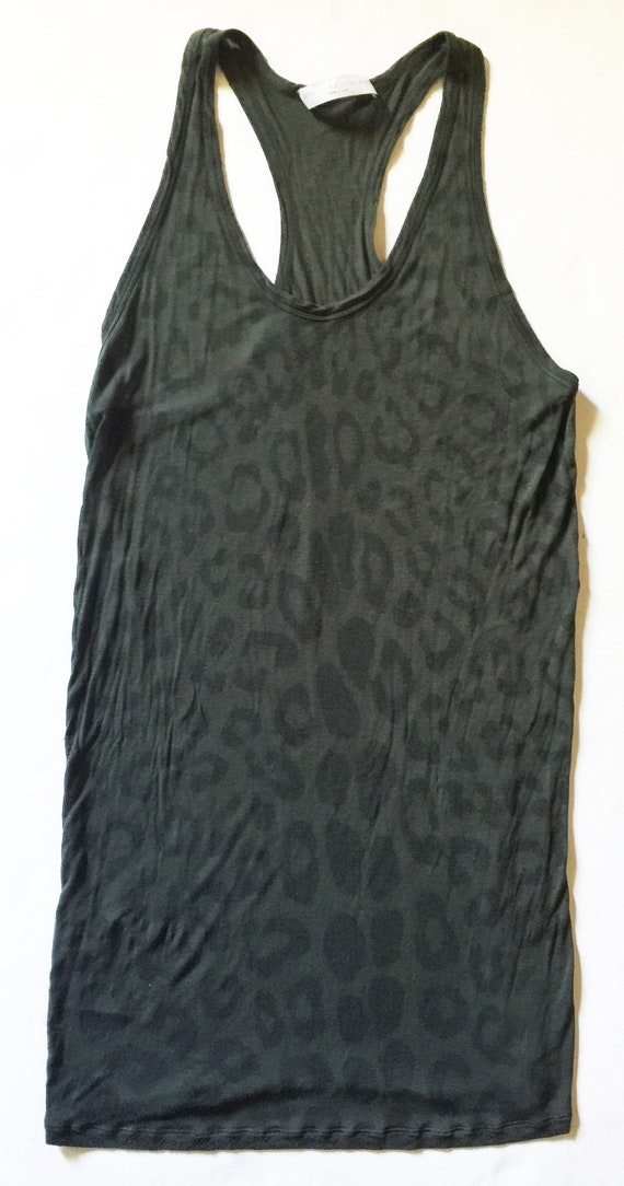 1990s Dark Olive Leopard Fine Knit Racerback Sheat
